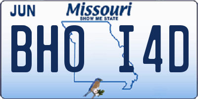 MO license plate BH0I4D