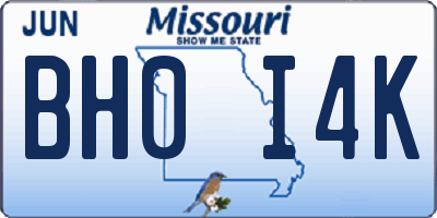MO license plate BH0I4K