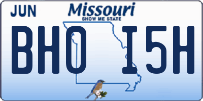 MO license plate BH0I5H