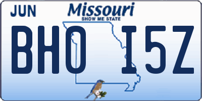 MO license plate BH0I5Z