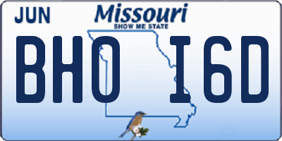 MO license plate BH0I6D
