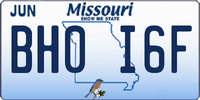MO license plate BH0I6F