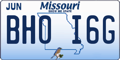 MO license plate BH0I6G
