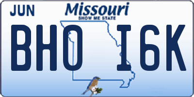 MO license plate BH0I6K