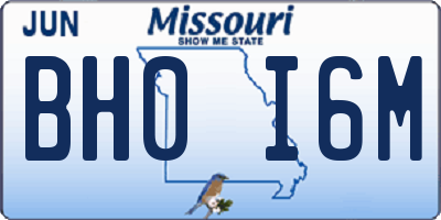 MO license plate BH0I6M