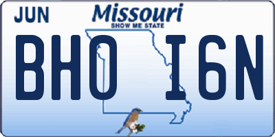 MO license plate BH0I6N