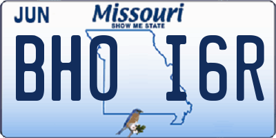 MO license plate BH0I6R