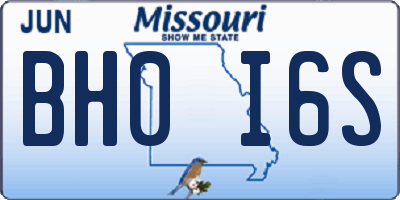 MO license plate BH0I6S