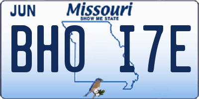 MO license plate BH0I7E