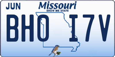 MO license plate BH0I7V