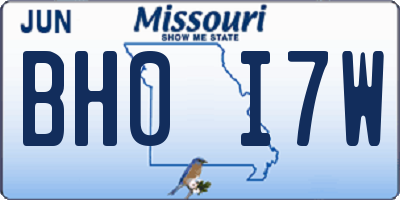 MO license plate BH0I7W