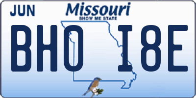 MO license plate BH0I8E