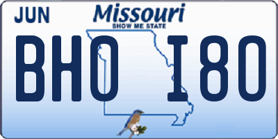 MO license plate BH0I8O