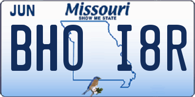 MO license plate BH0I8R