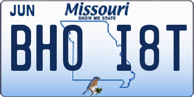 MO license plate BH0I8T