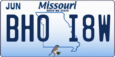 MO license plate BH0I8W