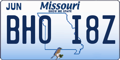 MO license plate BH0I8Z