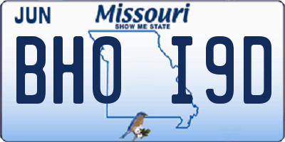 MO license plate BH0I9D