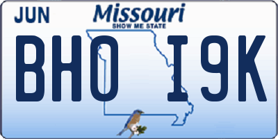 MO license plate BH0I9K
