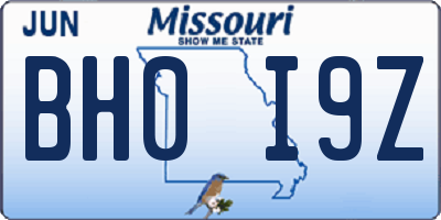 MO license plate BH0I9Z