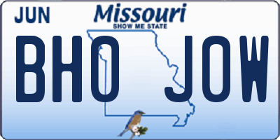 MO license plate BH0J0W