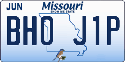 MO license plate BH0J1P