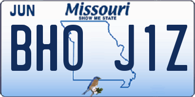 MO license plate BH0J1Z