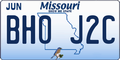 MO license plate BH0J2C