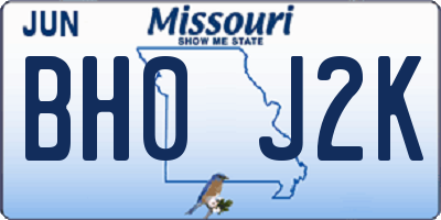 MO license plate BH0J2K