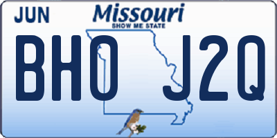 MO license plate BH0J2Q