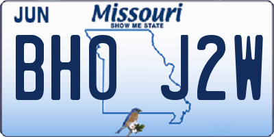 MO license plate BH0J2W