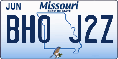 MO license plate BH0J2Z
