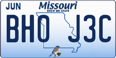 MO license plate BH0J3C