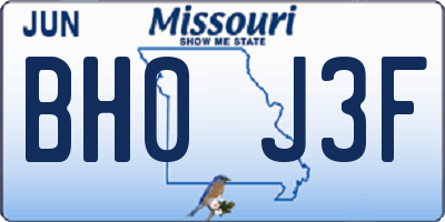 MO license plate BH0J3F