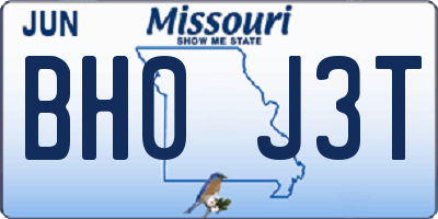 MO license plate BH0J3T