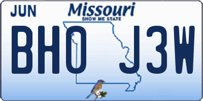 MO license plate BH0J3W