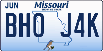 MO license plate BH0J4K