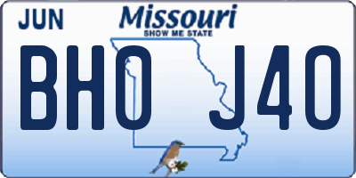 MO license plate BH0J4O