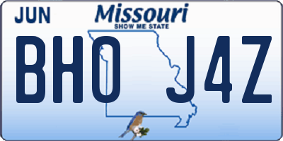 MO license plate BH0J4Z
