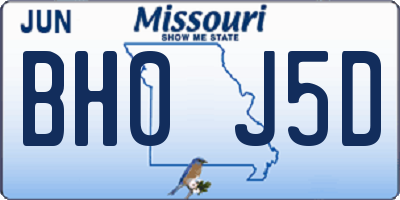 MO license plate BH0J5D
