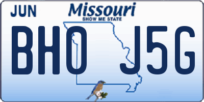 MO license plate BH0J5G