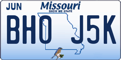 MO license plate BH0J5K