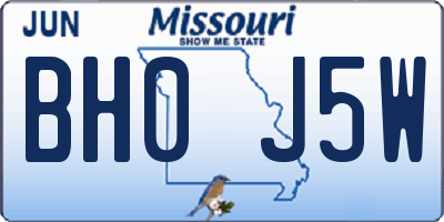 MO license plate BH0J5W
