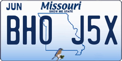 MO license plate BH0J5X