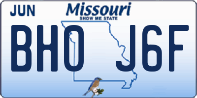 MO license plate BH0J6F
