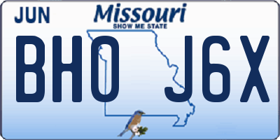 MO license plate BH0J6X