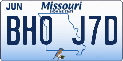 MO license plate BH0J7D