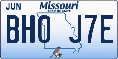 MO license plate BH0J7E