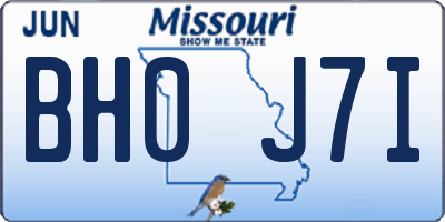 MO license plate BH0J7I