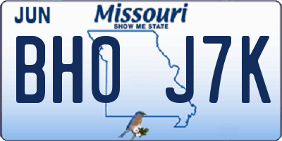 MO license plate BH0J7K